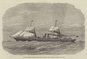 The New Screw-Steamer Japan, för Suezkanalhandeln till Indien och Kina (gravyr) av English School