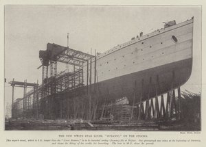The New White Star Liner, "Oceanic," på aktierna (gravyr) av English School