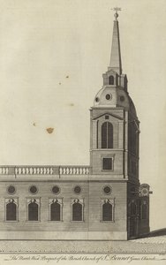 North West Prospect av Parish Church of St Benet Gracechurch, London