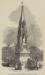 The Notts vittnesmål till Lord George Bentinck, på Market-Place, Mansfield (gravyr) av English School