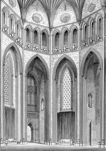 The Octagon, från sydost, från grafiska och litterära illustrationer av Fonthill Abbey av John Britton, 1823 av English School