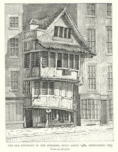 Den gamla fontänen i Minories, byggd ca 1480, riven 1793 (gravyr) av English School