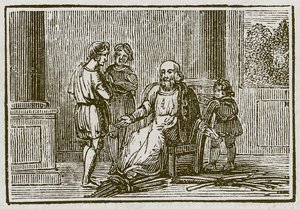 Den gamle mannen och hans söner (gravyr) av English School