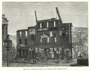 The Old Theatre Royal, in Process of Demolition (gravyr) av English School