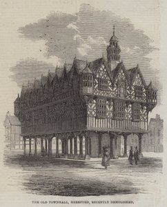 Gamla rådhuset, Hereford, revs nyligen (gravyr) av English School