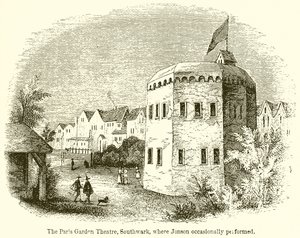 Paris Garden Theatre, Southwark, där Jonson ibland uppträdde av English School