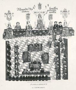 Edward I:s parlament (1239-1307) kopia från Wriothesley-manuskriptet från c.1523, pub. år 1794 av English School
