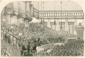 Fredskongressen i Exeter Hall, Sir David Brewster, presidenten, läser invigningstalet av English School