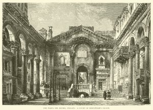 Piazza del Duomo, Spalato, en gård i Diocletianus palats (gravyr) av English School