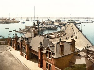 The Pier, Southampton (handfärgat foto) av English School