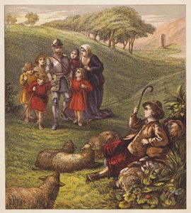 Pilgrimsbarnen (färglitografi) av English School