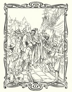 Pilgrimsfäderna (färg litho) av English School