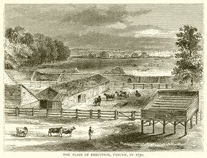 Platsen för avrättning, Tyburn, 1750 av English School