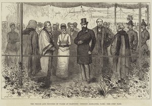Prinsen och prinsessan av Wales i Hastings, öppnar Alexandra Park (gravyr) av English School