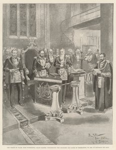 Prinsen av Wales, mest tillbedjande stormästare, som utgör Chancery Bar Lodge of Freemasons, nr 2456, i Lincoln