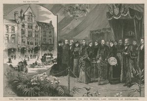 Prinsessan av Wales tar emot plånböcker efter att ha öppnat det nya Working Lads Institute i Whitechapel av English School