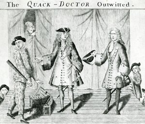 The Quack Doctor Outwitted, publicerad av Sutton Nichols, 1558 av English School