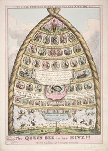 "The Queen Bee in her Hive", en allegori över brittisk social hierarki, publicerad av G.S. Tregear av English School