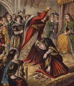 The Queen of Hearts, She Made Some Tarts (färg litho) av English School