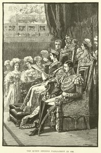 Drottningen öppnar parlamentet 1846 (gravyr) av English School