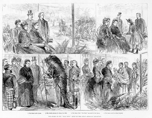Drottningen vid vilda västern-utställningen på Great American Exhibition, 1887 av English School