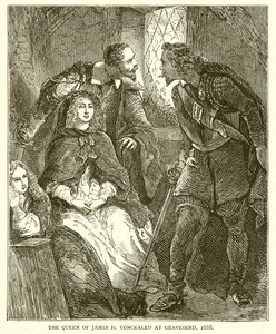 Drottningen av James II gömd i Gravesend, 1688 av English School