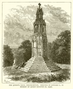Queens Cross, Northampton. Uppförd av Edward I, till minne av drottning Eleanor (D. 1290) av English School