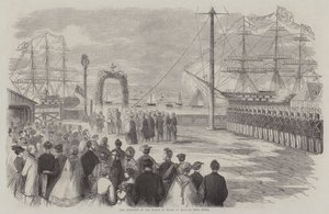Mottagandet av prinsen av Wales i Halifax, Nova Scotia (gravyr) av English School