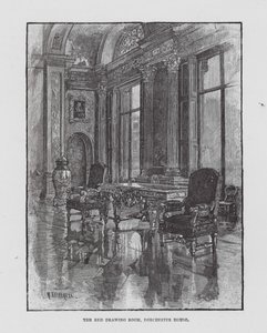 The Red Drawing Room, Dorchester House (litografi) av English School