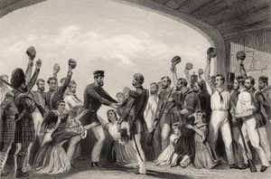The Relief of Lucknow av General Havelock, 25 september 1857, från "The History of the Indian Mytery", publicerad 1858 av English School