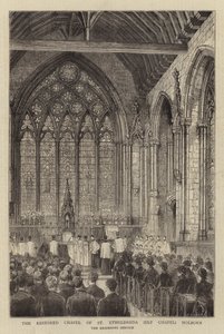 Det restaurerade kapellet för St Etheldreda (Ely Chapel) Holborn (gravyr) av English School