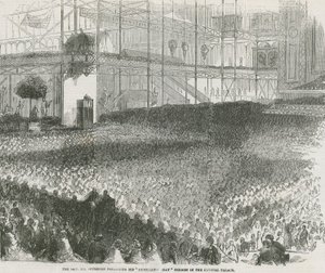 Pastor Charles Haddon Spurgeon predikar sin förnedringsdagspredikan i Crystal Palace av English School