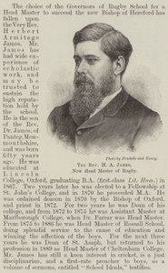 Reverend H A James, ny huvudmästare i Rugby (gravyr) av English School