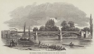 Richmond, Windsor och Staines Railway Bridge i Richmond (gravyr) av English School