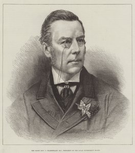 Den högra ärade J Chamberlain, MP, ordförande för kommunstyrelsen (gravyr) av English School