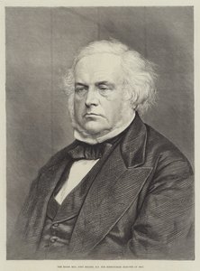 The Right Honorable John Bright, MP för Birmingham, vald 1857 (gravyr) av English School