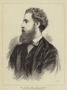 The Right Honorable Lord Lytton (gravyr) av English School