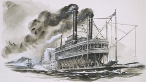 Robert E Lee leder Natchez i deras berömda lopp uppför Mississippifloden av English School