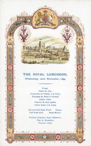 The Royal Luncheon, onsdagen den 22 november 1899, meny av English School