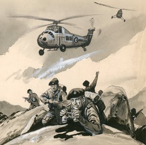 Royal Marine Commandos i en problemplats på 1960-talet av English School
