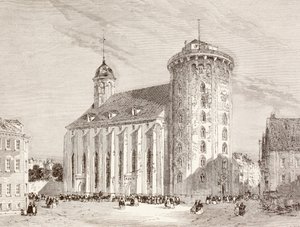 Rundetarn eller Rundetornet i Köpenhamn, Danmark under artonhundratalet (litho) av English School