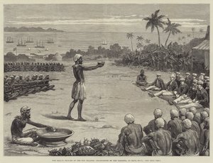 Sailor Princes at Fiji Islands, Incantation of the Yangona eller Kava Bowl (gravyr) av English School