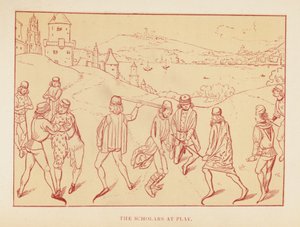 The Scholars at Play (färglitografi) av English School