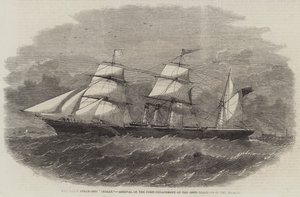 Screw Steam-Ship "Indian", Ankomst av den första avdelningen av 100:e regementet i Mersey (gravyr) av English School