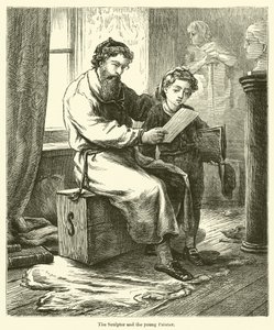 Skulptören och den unge målaren (gravyr) av English School