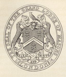 Sigillet från Grand Lodge of Masons, London, före 1813, från "The History of Freemasonry, volume II", utgiven av Thomas C. Jack, London, 1883. av English School