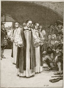 De sju biskoparna som går in i tornet, illustration från Cassells Illustrated History of England (sepiafoto) av English School