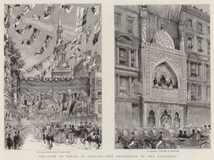 Shahen av Persien i England, processionen till Guildhall (gravyr) av English School