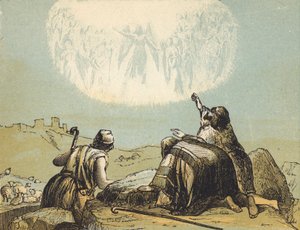 Herdarna på fältet (färgad gravyr) av English School