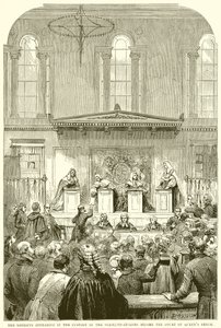 Sheriffen uppträder i förvar av Serjeant-at-Arms inför Court of Queens Bench av English School